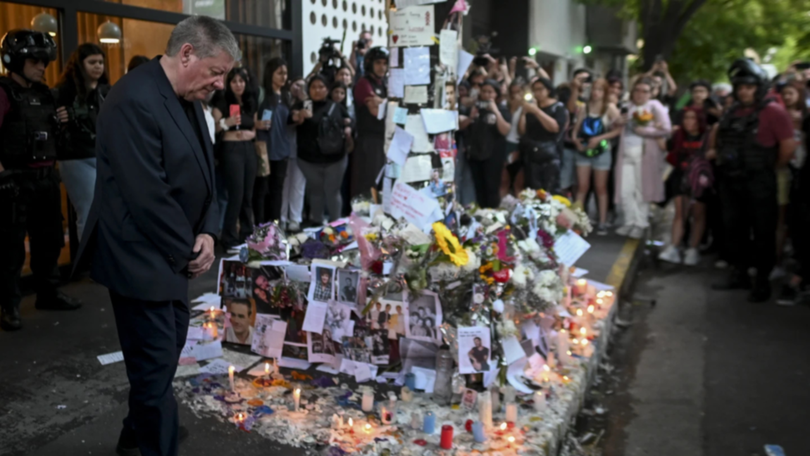 Geoff Payne visits a memorial in Buenos Aires for his son Liam, following the singer’s death at 31.