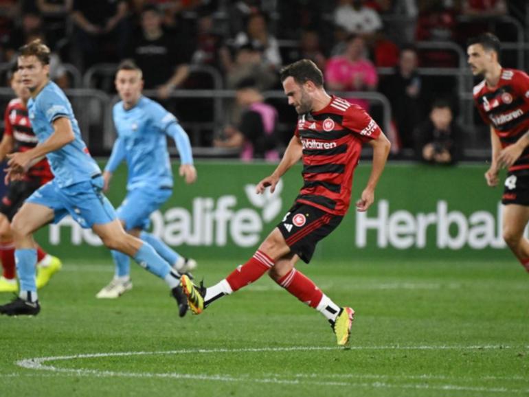 Juan Mata started on the bench in his first game for the Wanderers. (Dean Lewins/AAP PHOTOS)