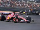 Charles Leclerc leads Max Verstappen on his way to victory in the US Grand Prix in Texas.