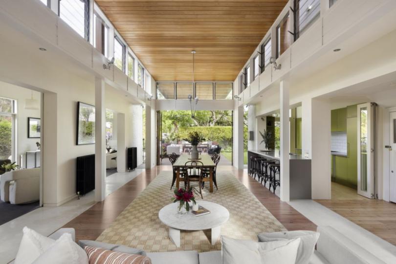 The open-plan living and dining area in the extension.