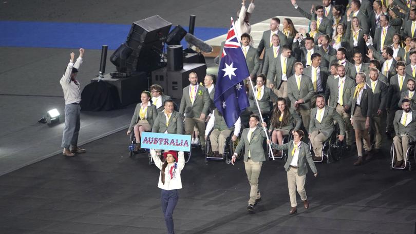 Team Australia parade during the opening ceremony of the Commonwealth Games at Birmingham in 2022. (Zac Goodwin/PA via AP)