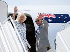 Britain's King Charles III and Queen Camilla wave during their official departure from Australia at Sydney Kingsford Smith Airport in Sydney, Wednesday, October 23, 2024. 