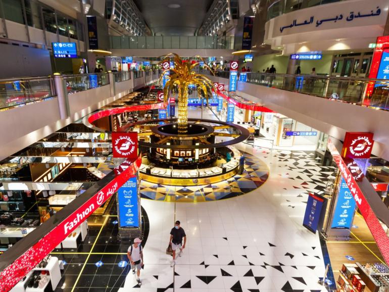 Dubai International Airport DXB (pictured) is one of two Dubai airports welcoming Travel Without Borders, a new AI facial recognition system to phase out physical passports.