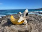 A shark emerging from a banana peel, by local artist, Drew McDonald.