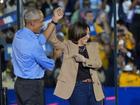 Former President Barack Obama and Democratic presidential nominee Vice President Kamala Harris at a campaign rally in Georgia. 