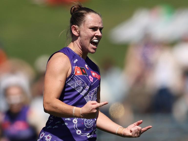 Megan Kauffman celebrates a goal.