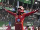 Ferrari's Carlos Sainz celebrates his victory in the Mexico City Grand Prix.