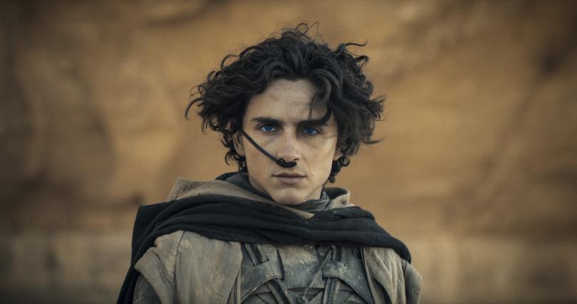 This image released by Warner Bros. Pictures shows Timothee Chalamet in a scene from "Dune: Part Two." (Niko Tavernise/Warner Bros. Pictures via AP)