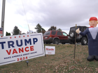 Radiator repairman Steve’s front lawn display betrays his political leanings.