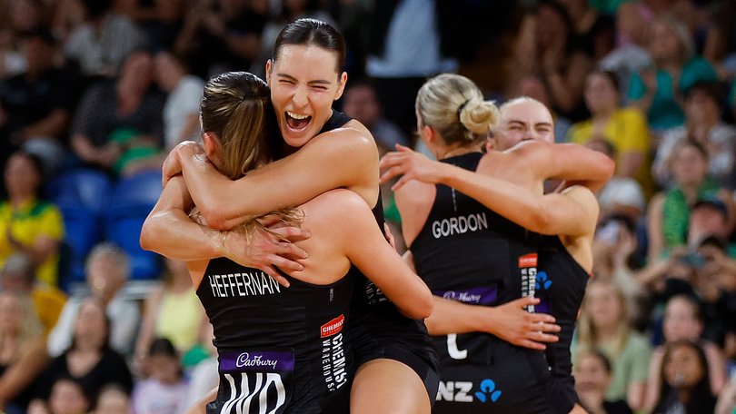 New Zealand Players celebrate winning the Constellation Cup.