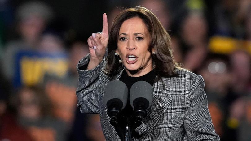 On a day when Trump’s campaign tried to distance itself from racist insults about Latinos, Harris sought to drive home ‘the two extremely different visions’ of America. 