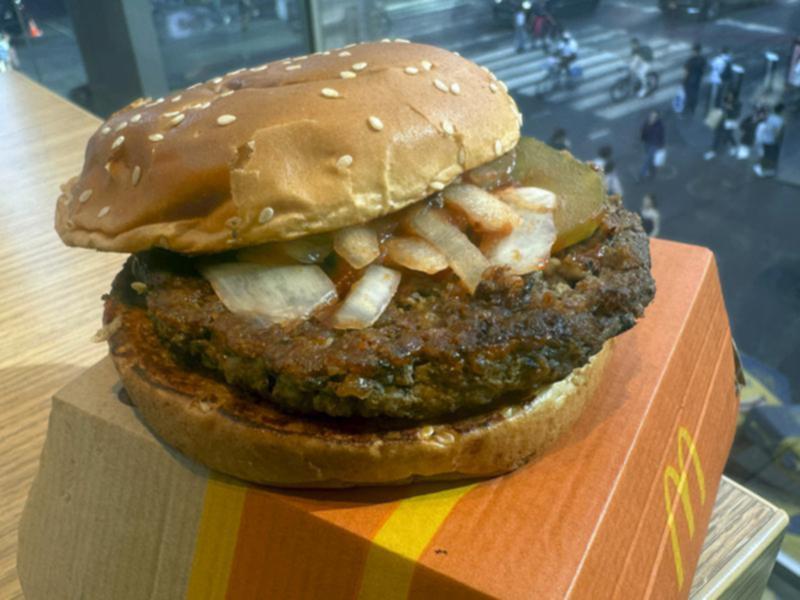 A McDonald's Quarter Pounder hamburger