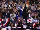 Vice President Kamala Harris takes the stage at a rally on the Ellipse in front of the White House in Washington, DC. 