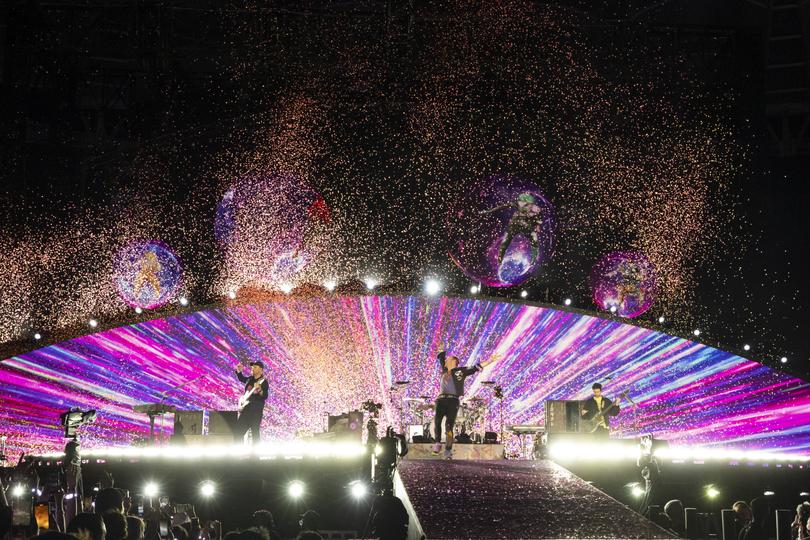 Coldplay performing in Perth in 2023.