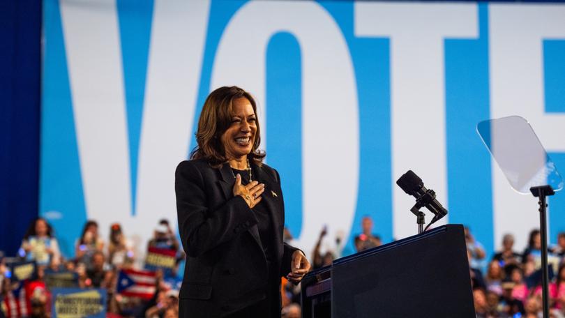 Vice President Kamala Harris speaks during a rally in Harrisburg, Pennsylvania, on Wednesday.