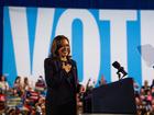 Vice President Kamala Harris speaks during a rally in Harrisburg, Pennsylvania, on Wednesday.