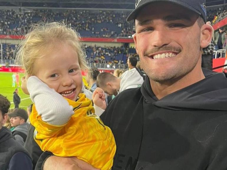 Nathan Cleary with Katrina Gorry’s daughter, Harper.