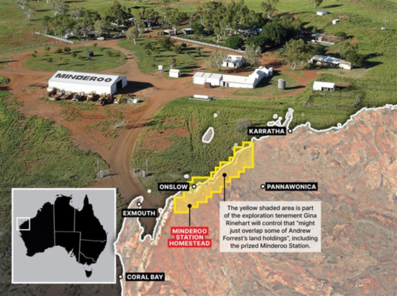 Part of the exploration tenement Gina Rinehart will control that may overlap with Andrew Forrest's prized land.