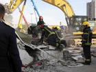 Rescuers are scrambling to save passengers after a roof collapsed at a railway station in Serbia. (AP PHOTO)