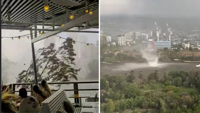 New footage of Brisbane’s gustnado forming over the Brisbane River.