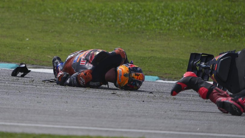 Australian rider Jack Miller was left motionless on the track after his MotoGP crash at Sepang. 