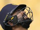 India's captain Rohit Sharma reacts after losing his wicket during the day three of the first cricket test match between India and New Zealand at the M.Chinnaswamy Stadium, in Bengaluru, India, Friday, Oct. 18, 2024. (AP Photo/Aijaz Rahi)