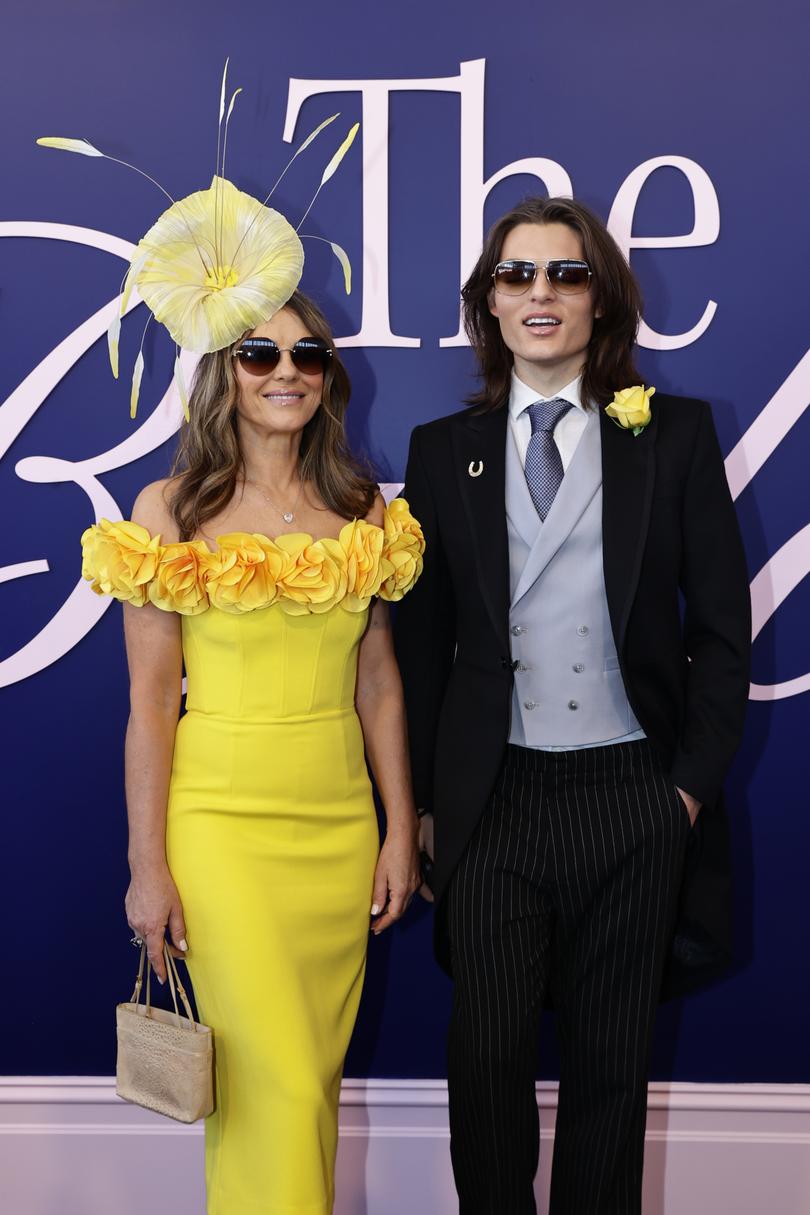 Elizabeth Hurley and Damian Hurley pose for a photo.