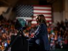 Vice President Kamala Harris speaks at Michigan State University in East Lansing on Sunday. 