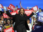 US Vice President and Democratic presidential candidate Kamala Harris walks on stage at a Pennsylvania rally.