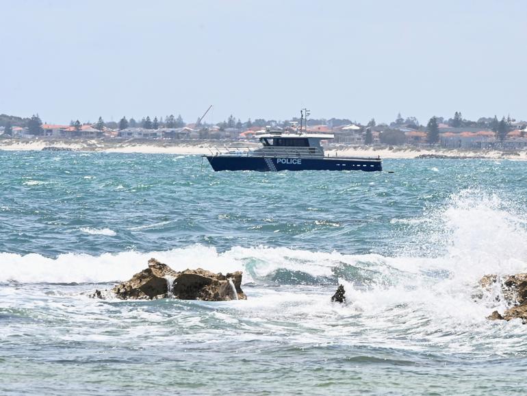 WA Water Police search off the coast at Trigg Tuesday morning. Iain Gillespie