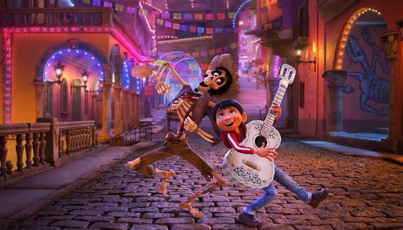 NAME THAT TUNE – In Disney•Pixar’s "Coco," Miguel’s love of music ultimately leads him to the Land of the Dead where he teams up with charming trickster Hector. "Coco" features an original score from OscarAE-winning composer Michael Giacchino, the original song "Remember Me" by Kristen Anderson-Lopez and Robert Lopez, and additional songs co-written by Germaine Franco and co-director/screenwriter Adrian Molina. Also part of the team is musical consultant Camilo Lara of the music project Mexican Institute of Sound. In theaters on Nov. 22, 2017. © 2017 Disney•Pixar. All Rights Reserved.