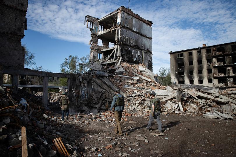  Damaged buildings in Siversk, Ukraine, Oct. 23, 2024. Donald Trump has said he would transform America’s relationship with allies and adversaries, pledged to end the war in Ukraine in 24 hours and increase tariffs and deport millions. 