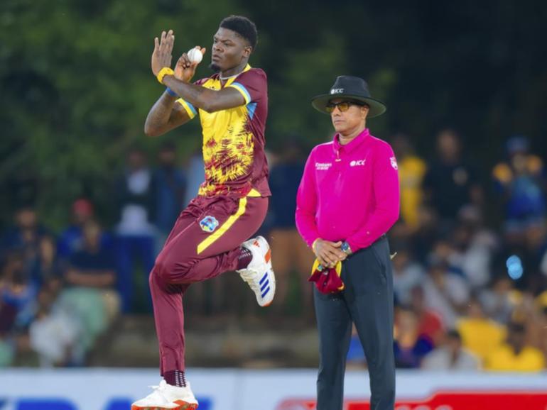 Alzarri Joseph has been suspended for two matches after he stormed off the field against England. (AP PHOTO)