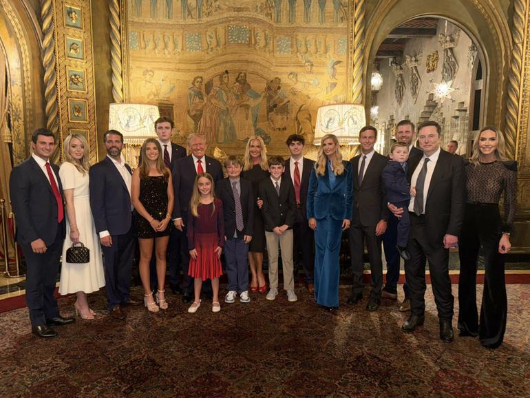 The Trump family with Elon Musk.