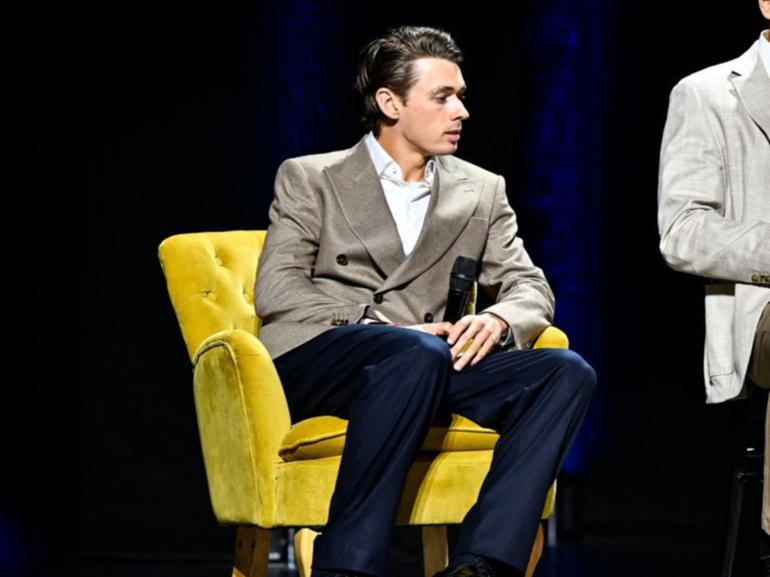 Alex de Minaur - and that suit coat - at the launch of the ATP Finals event.