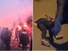 Israeli football fans were beaten and injured in violent clashes in Amsterdam.