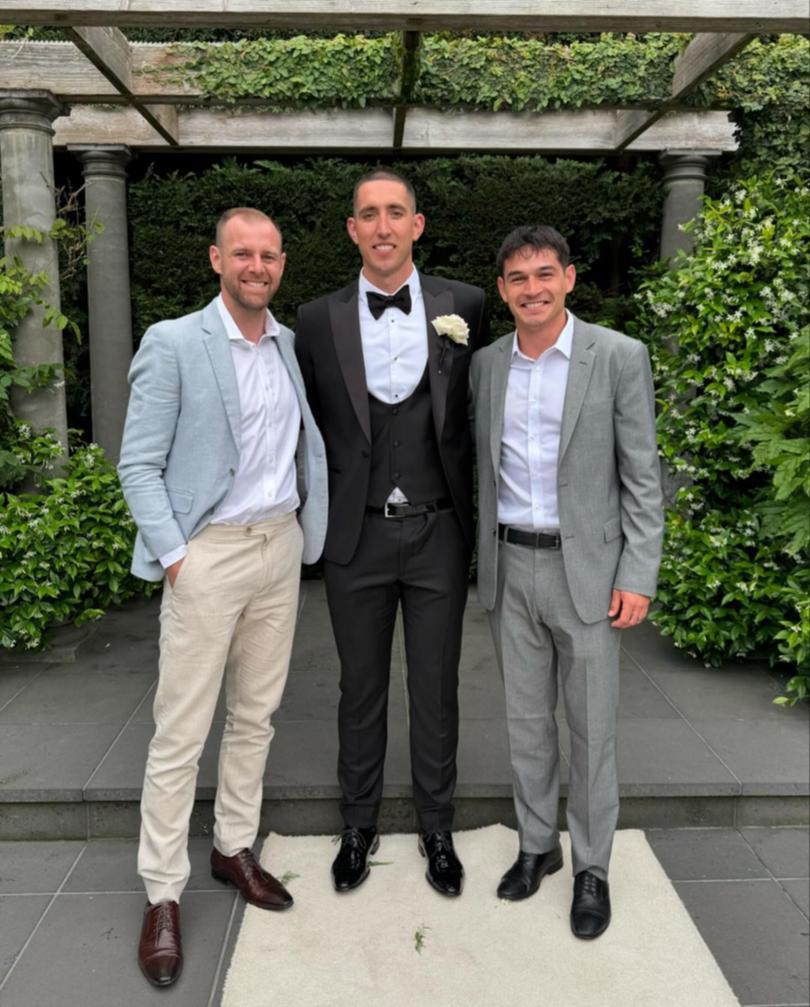 Sam Docherty and Zac Fisher with the groom.