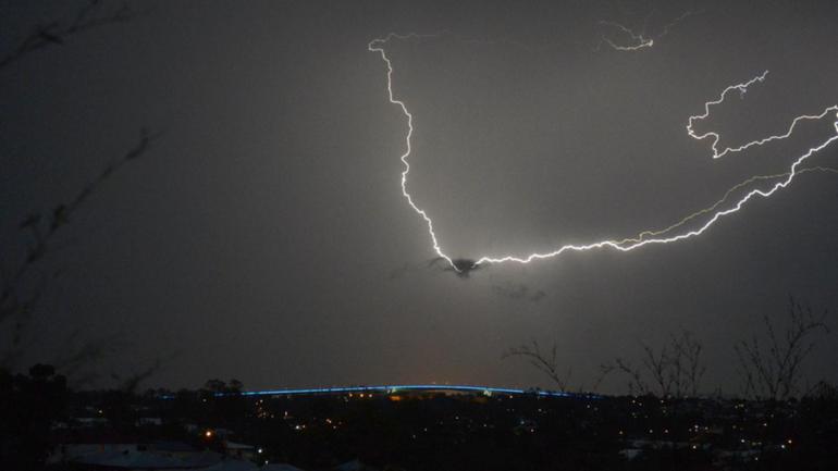 Storms have lashed southern Queensland, bringing heavy downpours.