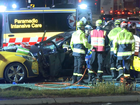 Two people travelling in a Toyota hatch were trapped following the collision. 