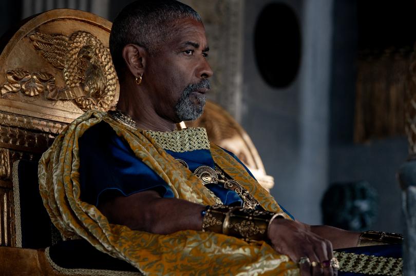 Denzel Washington plays Macrinus in Gladiator II from Paramount Pictures.