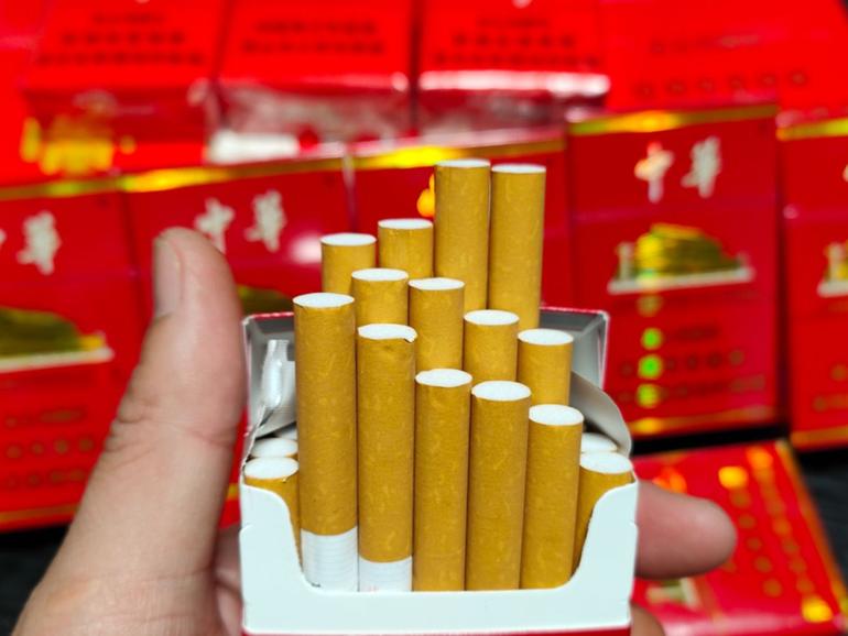 Photo of cigarettes sold in Shanghai on March 7, 2022.