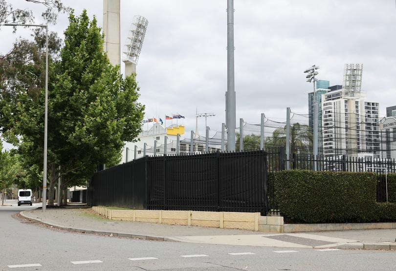 Fences around the practise nets at the WACA grounds have been blacked out ahead of the Australia v India Test at Optus Stadium