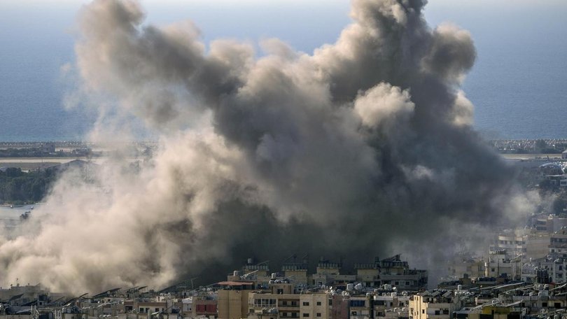 The Israeli army says it has hit Hezbollah sites in the Dahiyeh area of southern Beirut. (AP PHOTO)