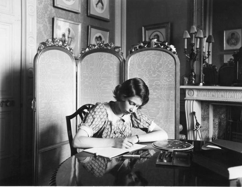 Then-Princess Elizabeth studying in June 1940.