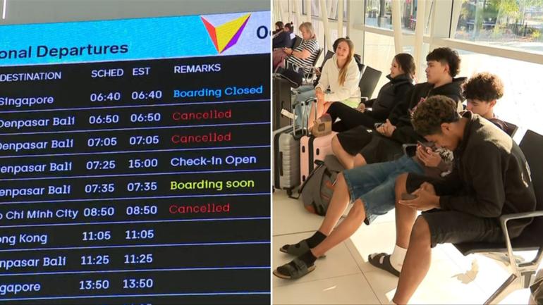 A family of nine have been caught out by the Bali travel chaos.