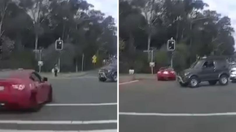 A woman and her young granddaughter were injured when a car allegedly mounted the footpath in Glenfield.