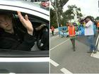 Driver delivers furious spray as unexpected climate protest creates traffic chaos in Melbourne 