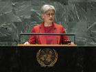 Foreign Affairs Minister Penny Wong addresses the United Nations General Assembly.