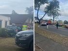 Two people have been taken to hospital after a car crashed into a childcare centre in Sydney’s southwest.