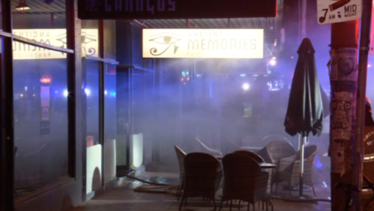 More than a dozen diners and staff have been evacuated after a restaurant went up in flames on a busy Melbourne street.